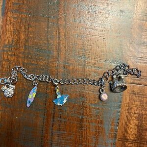 disney mickey mouse bracelet silver tone With Four Additional Charms
